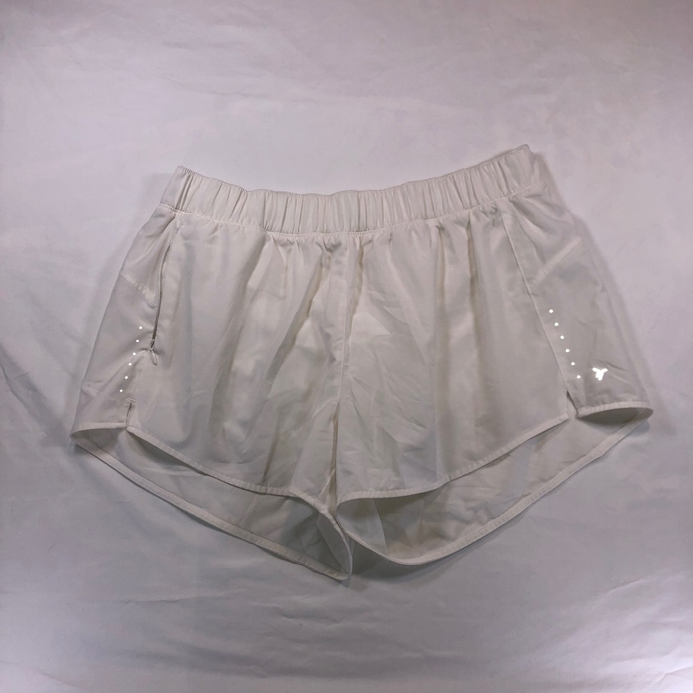 Old Navy Active White Quick-Dry Running Shorts Women Large Reflective Zip Pocket